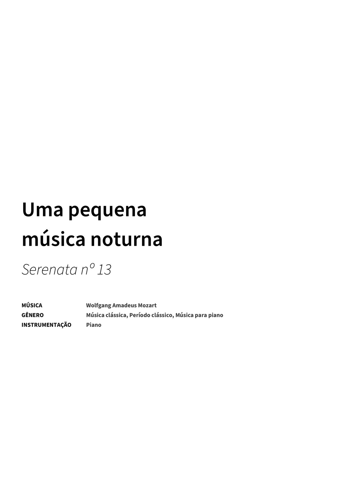 Uma pequena música noturna - Title Page