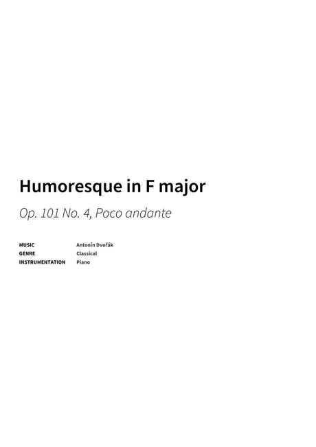 Humoresque in F major - Title Page