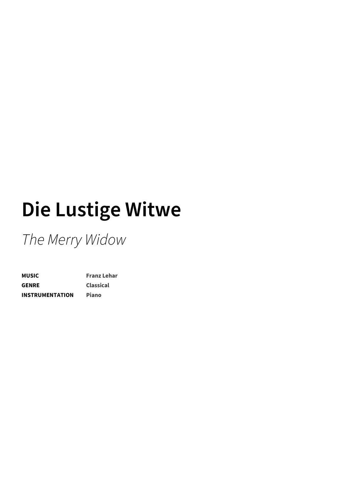 Die Lustige Witwe - Title Page