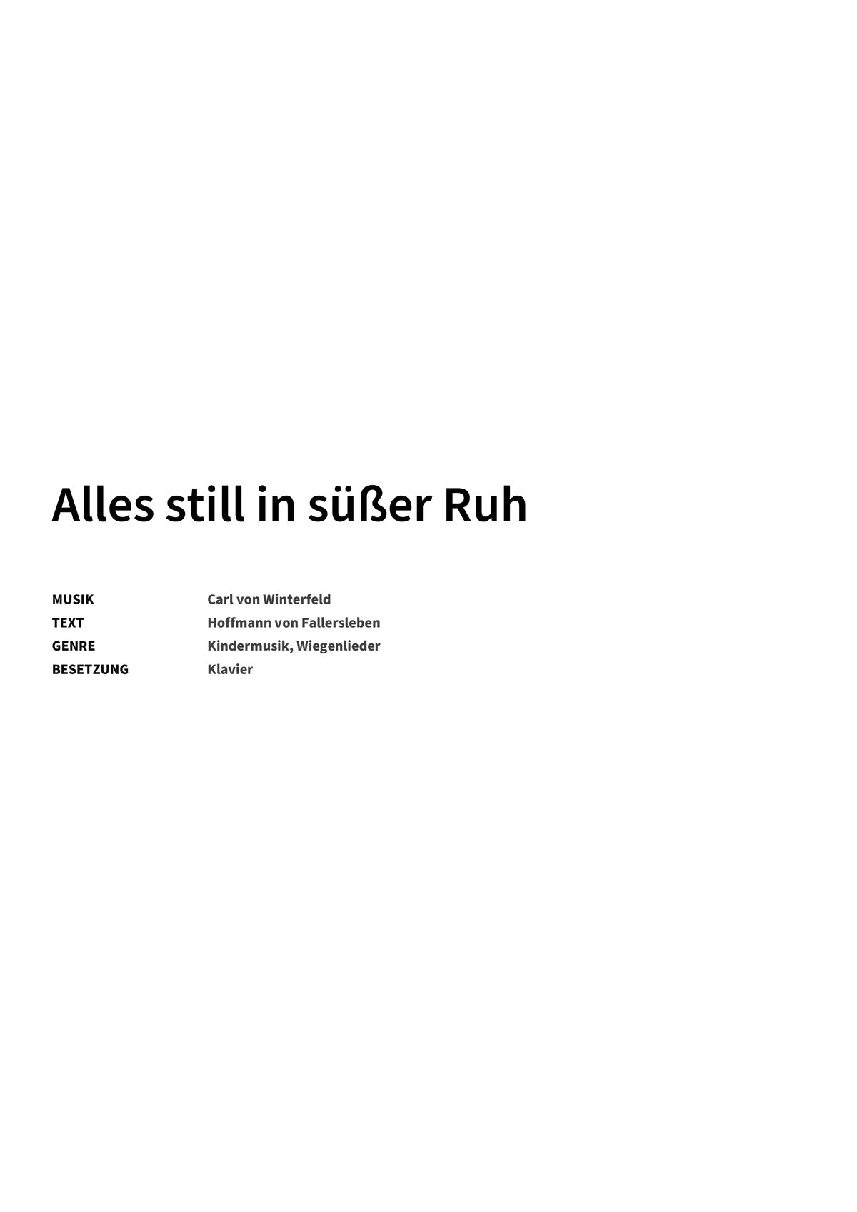 Alles still in süßer Ruh - Title Page