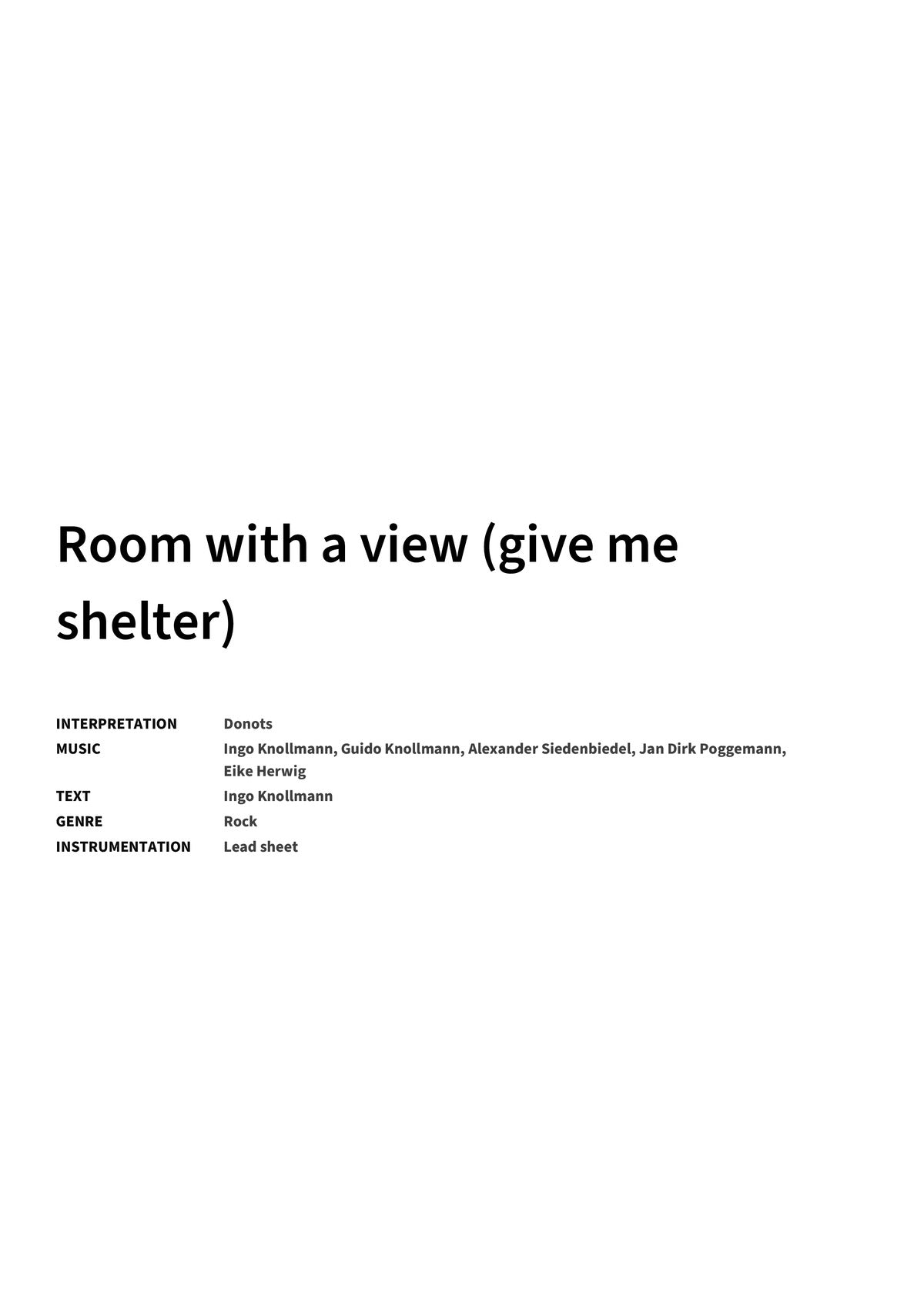 Room with a view (give me shelter) - Title Page
