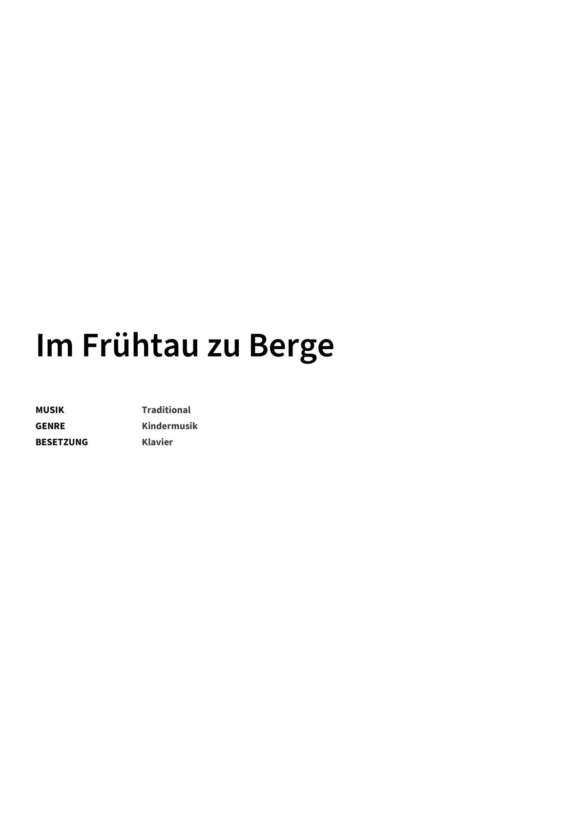 Im Frühtau zu Berge - Title Page
