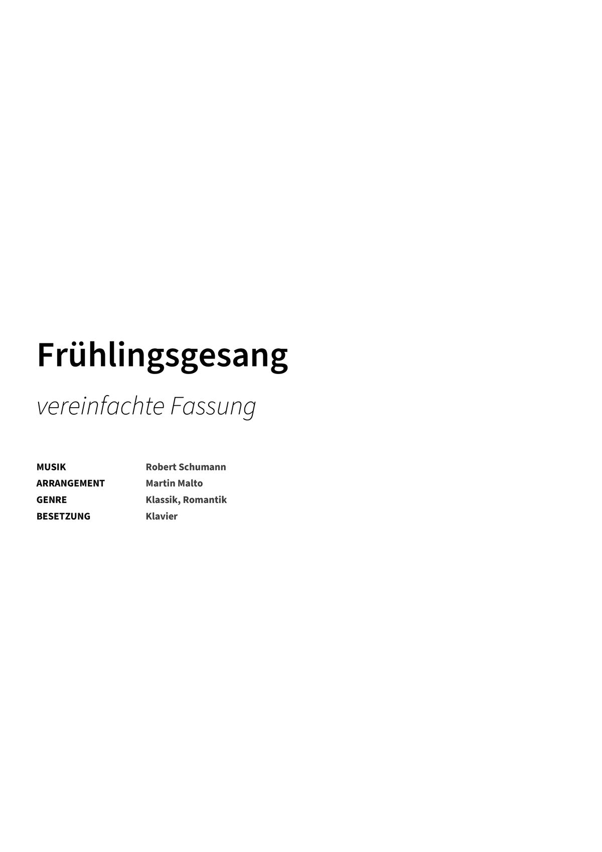 Frühlingsgesang - Title Page