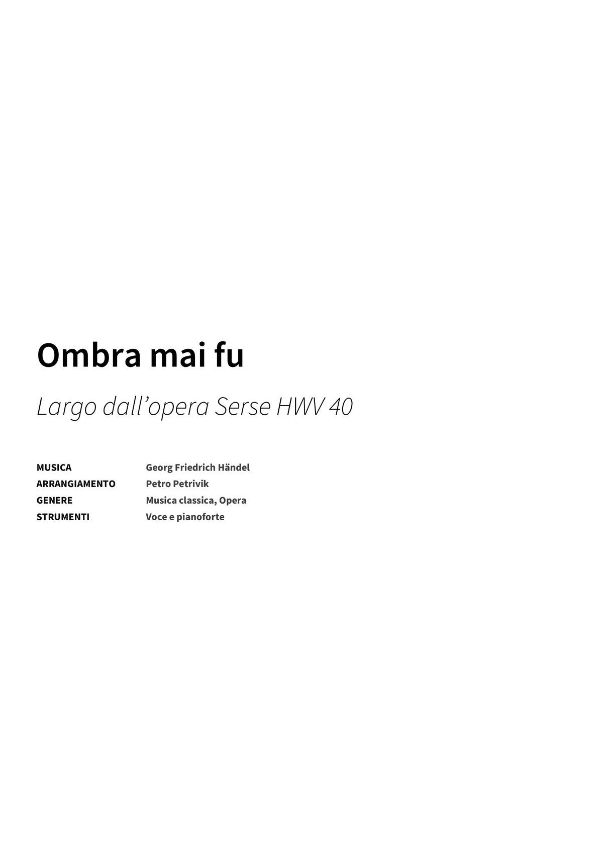 Ombra mai fu - Title Page