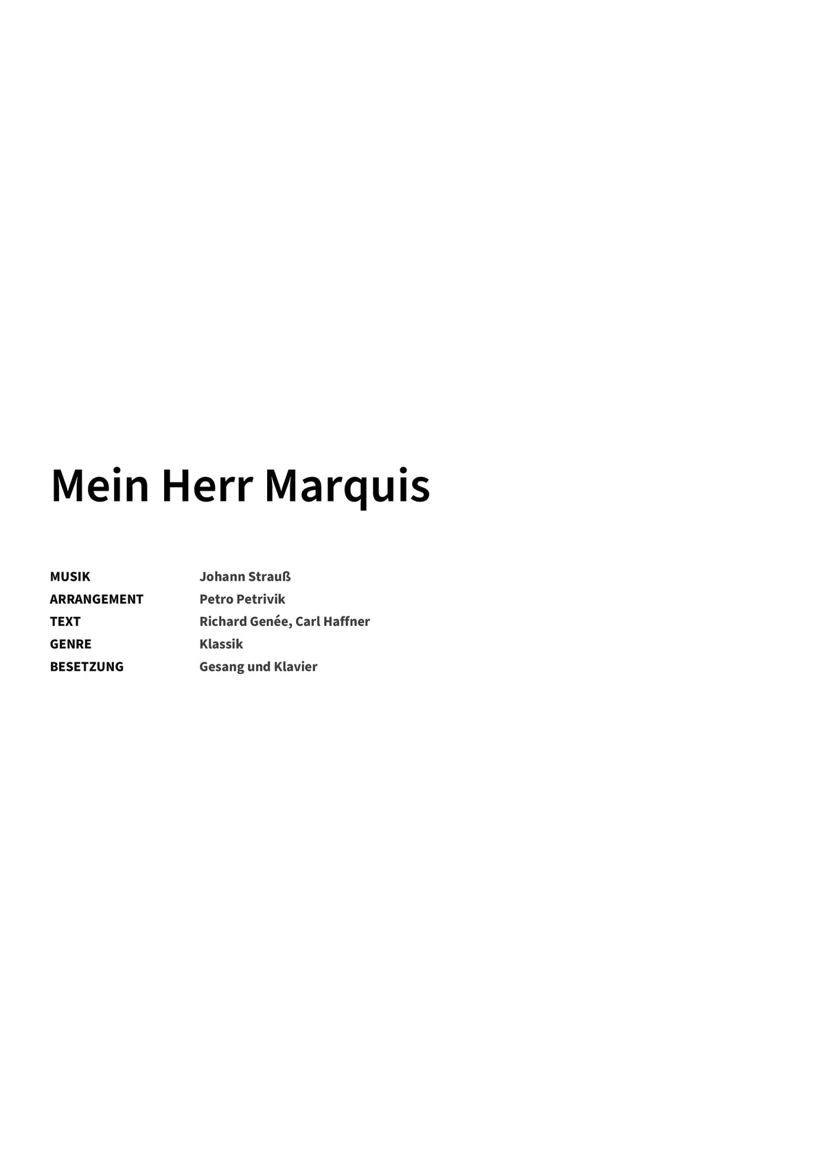 Mein Herr Marquis - Title Page
