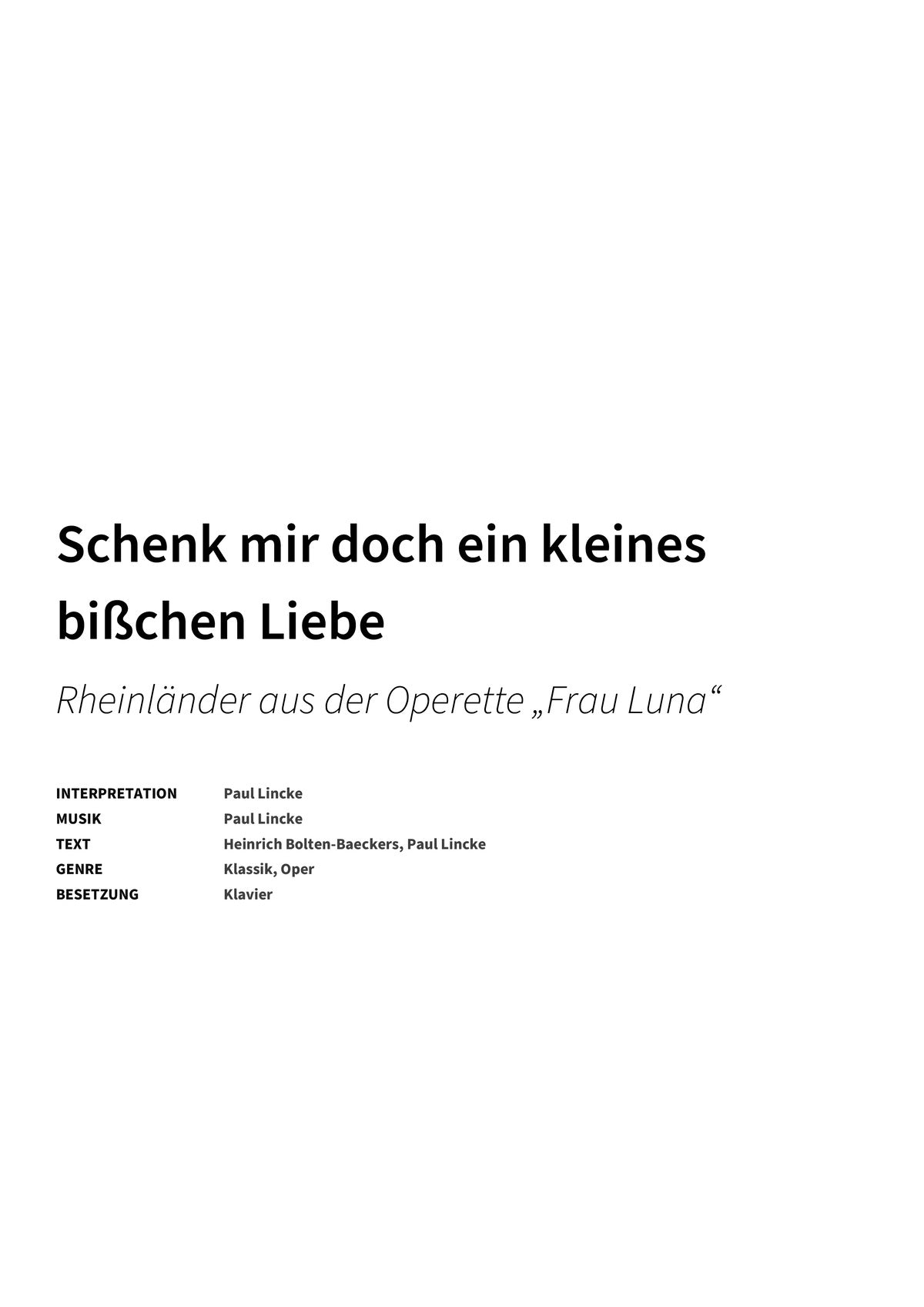 Schenk mir doch ein kleines bißchen Liebe - Title Page