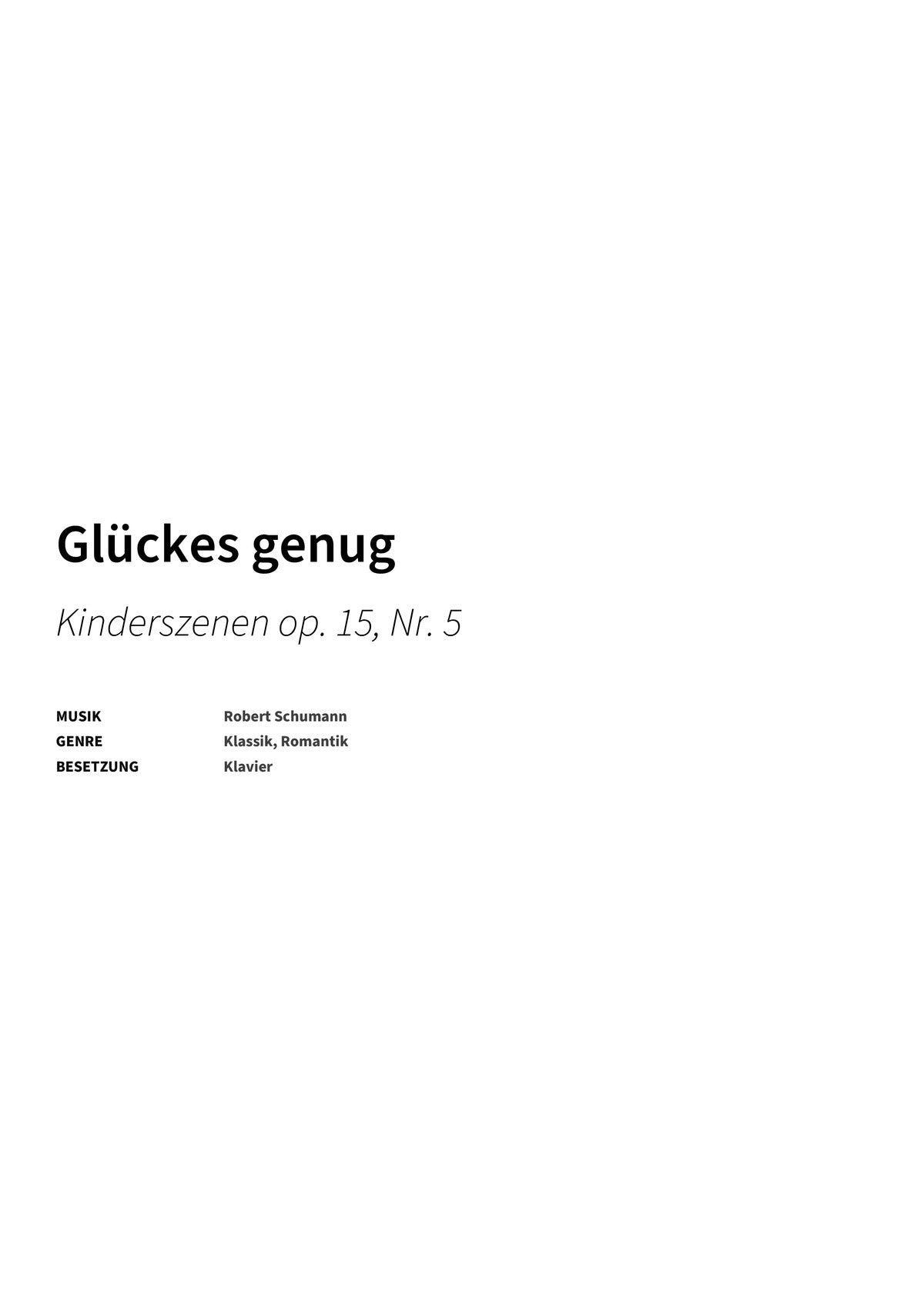 Glückes genug - Title Page