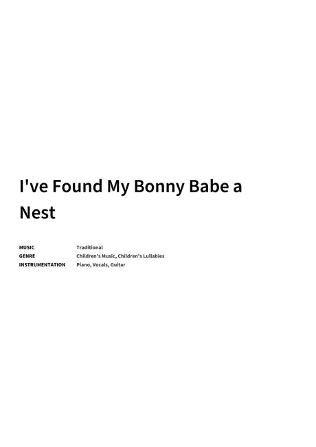 I've Found My Bonny Babe a Nest - Title Page