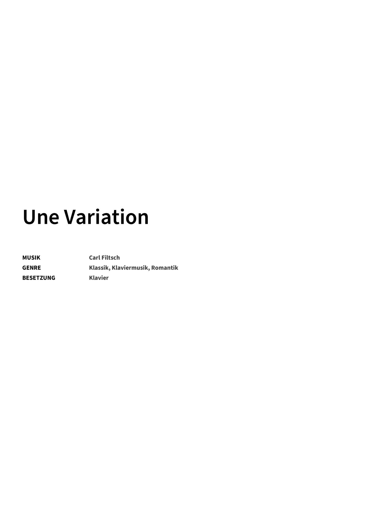 Une Variation - Title Page