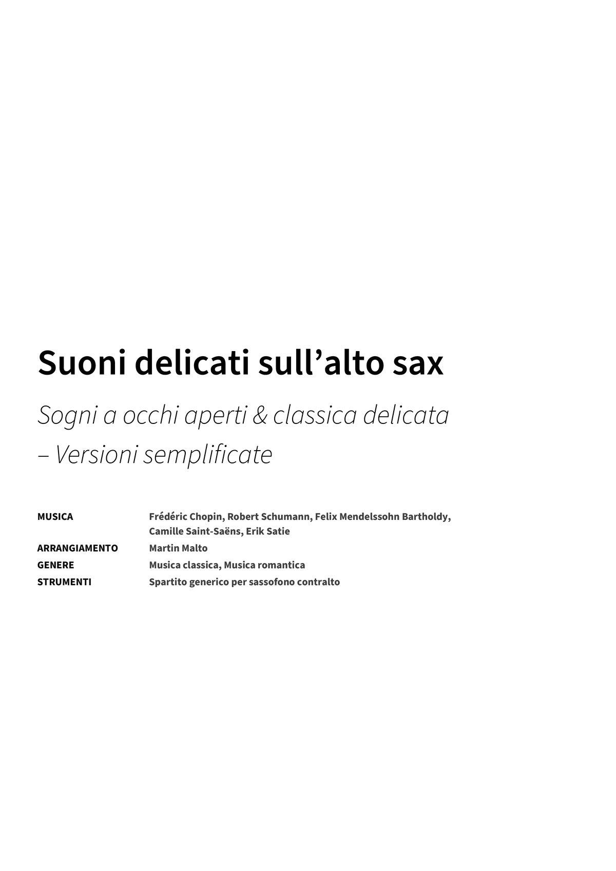 Suoni delicati sull’alto sax - Title Page