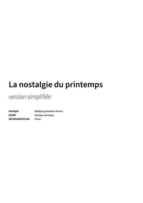 La nostalgie du printemps - Title Page