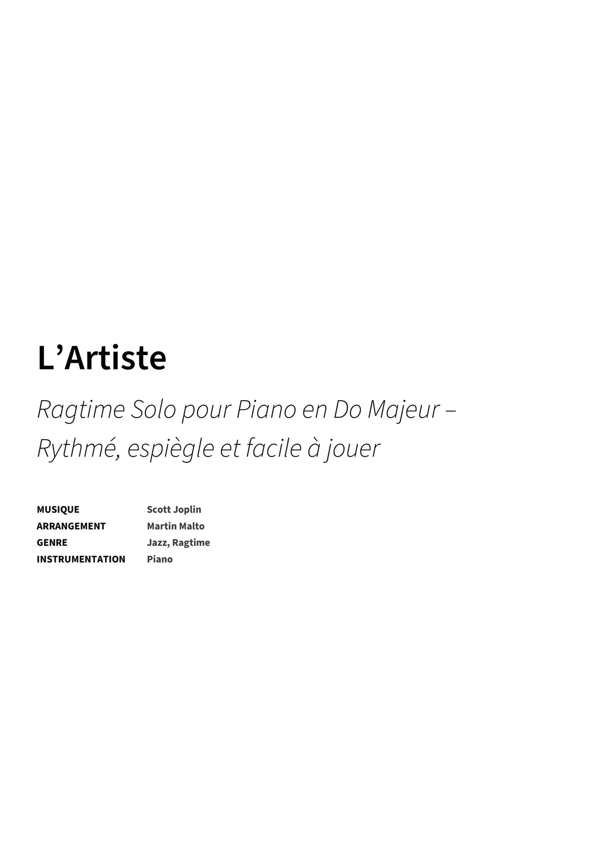 L’Artiste - Title Page