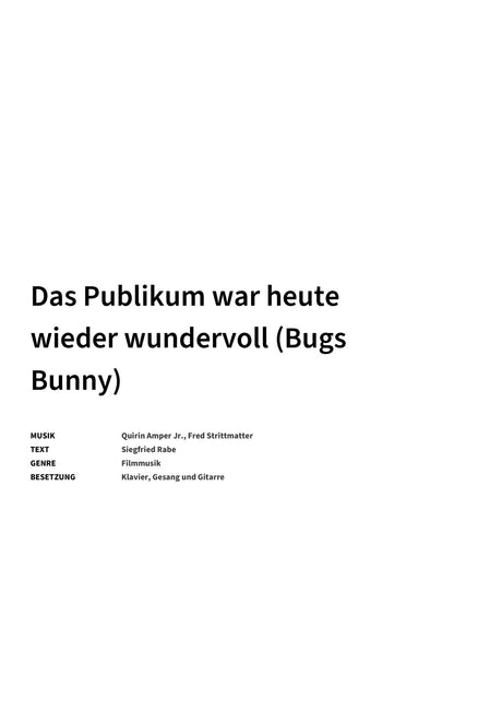 Das Publikum war heute wieder wundervoll (Bugs Bunny) - Title Page