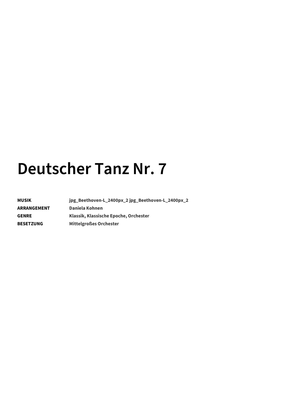 Deutscher Tanz Nr. 7 - Title Page