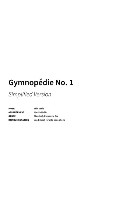 Gymnopédie No. 1 - Title Page