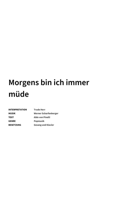 Morgens bin ich immer müde - Title Page