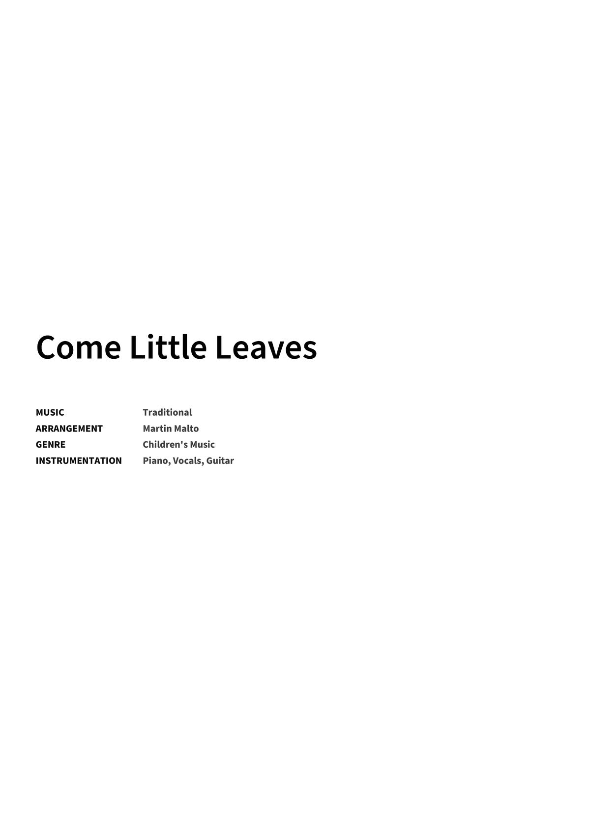 Come Little Leaves - Title Page
