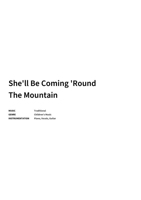 She'll Be Coming 'Round The Mountain - Title Page