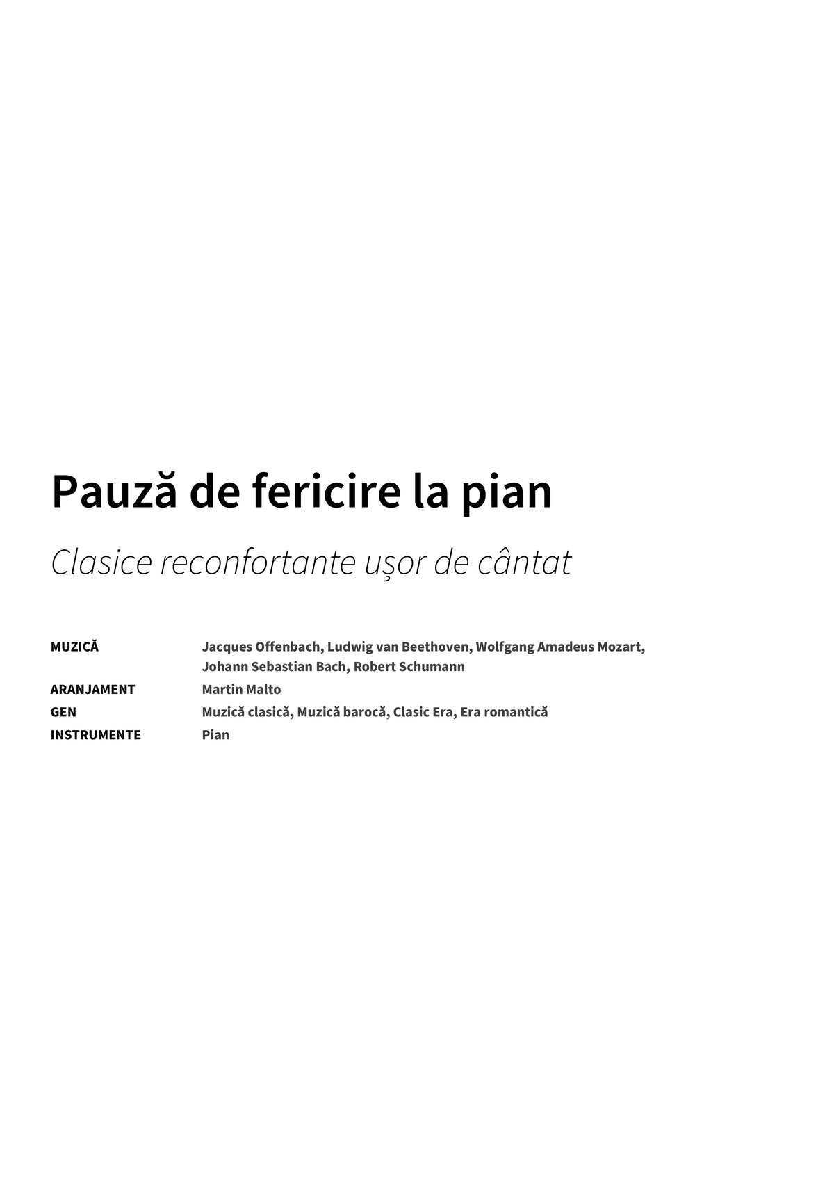 Pauză de fericire la pian - Title Page