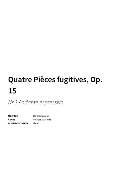 Quatre Pièces fugitives, Op. 15 - Title Page