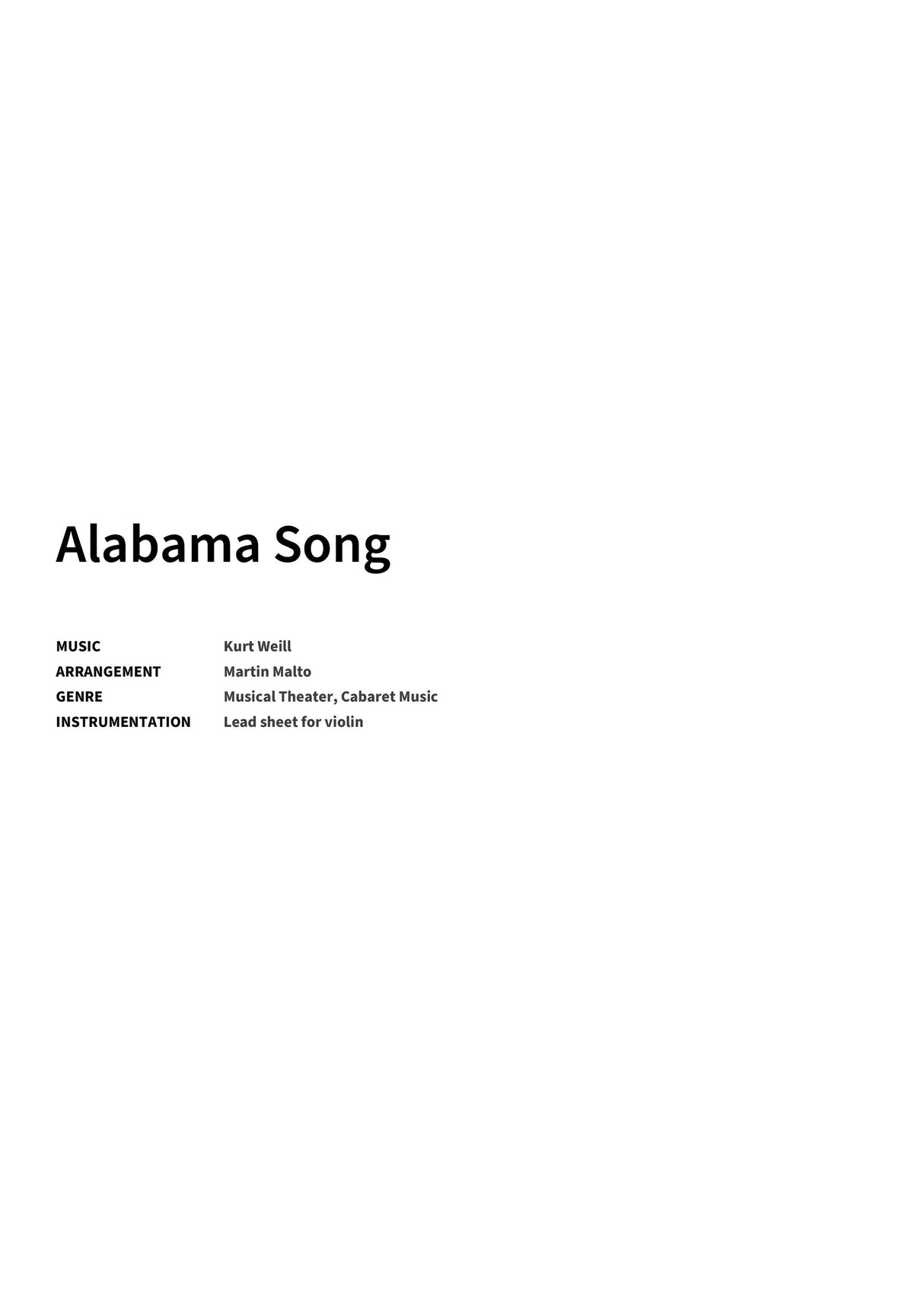 Alabama Song - Title Page