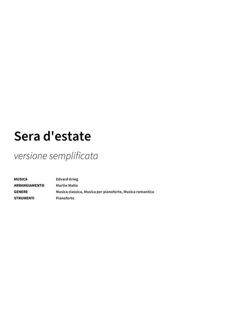 Sera d'estate - Title Page