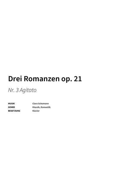 Drei Romanzen op. 21 - Title Page