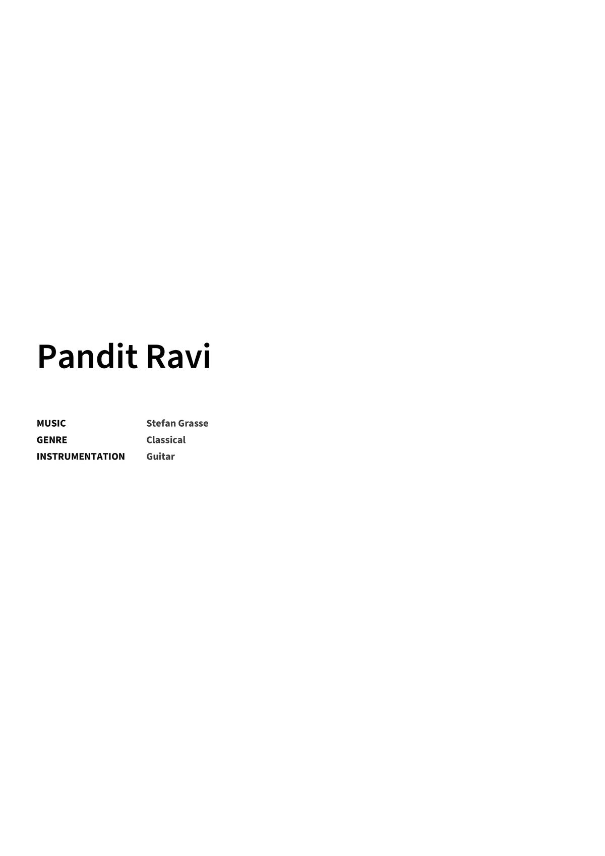 Pandit Ravi - Title Page