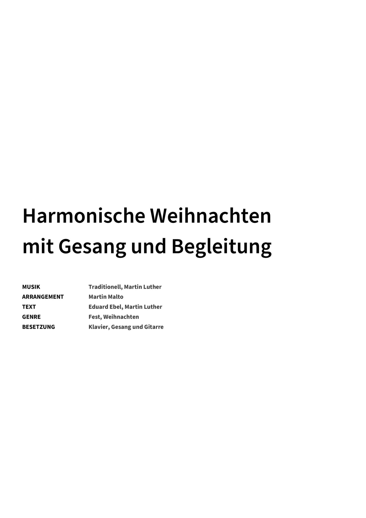 Harmonische Weihnachten mit Gesang und Begleitung - Title Page