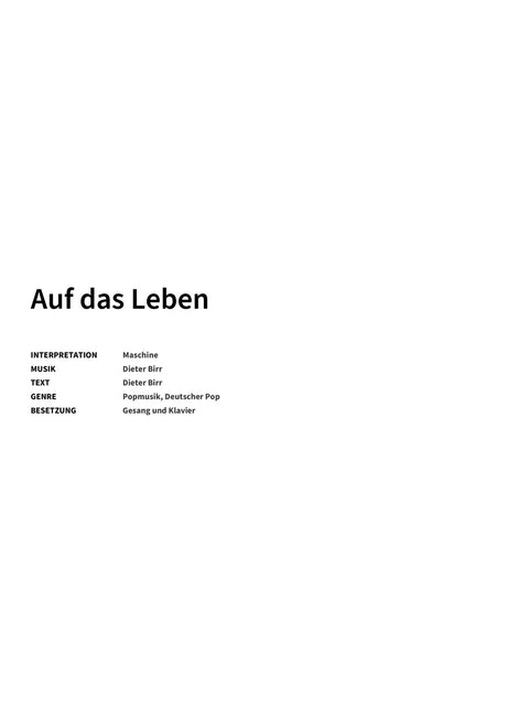 Auf das Leben - Title Page