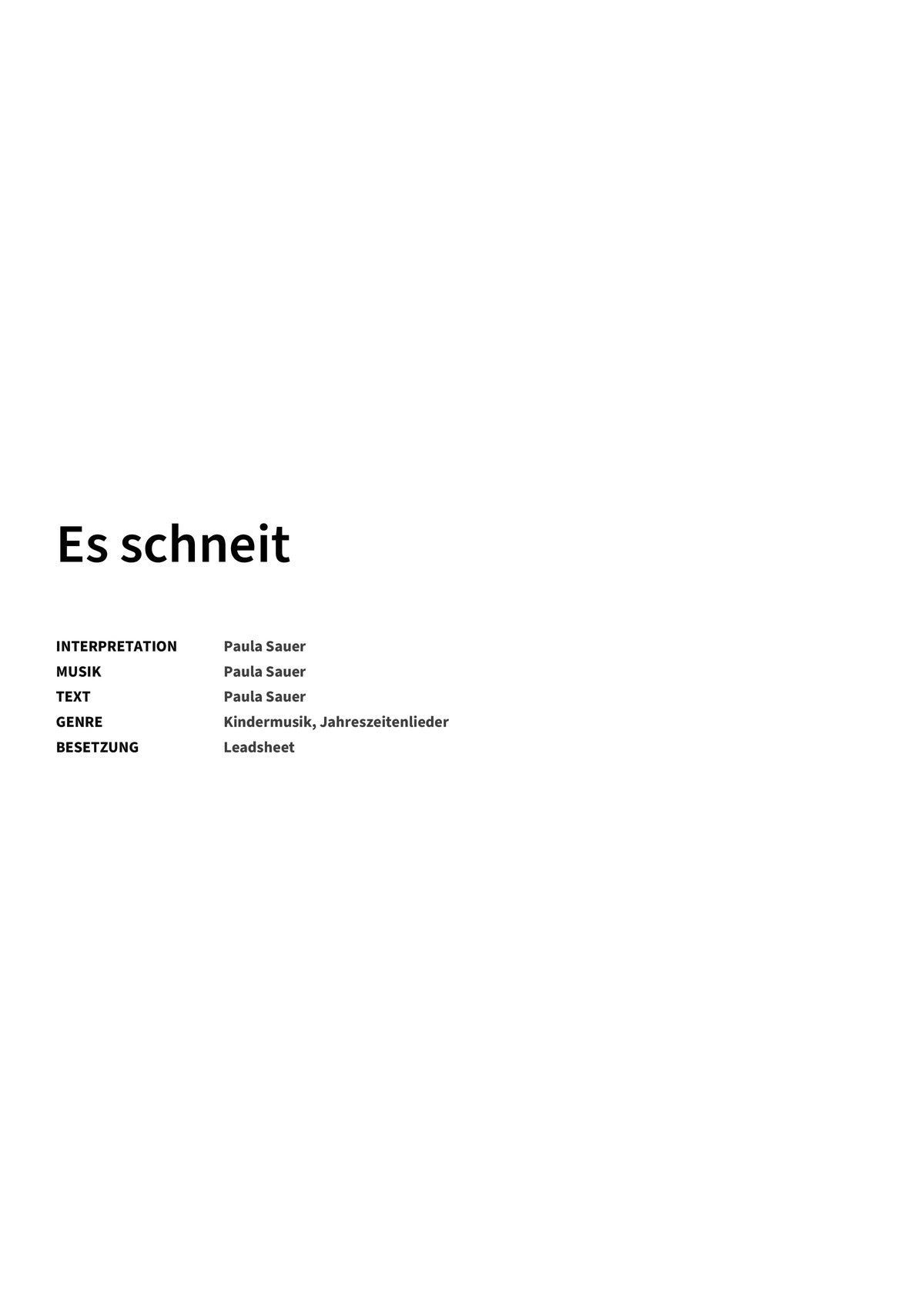 Es schneit - Title Page