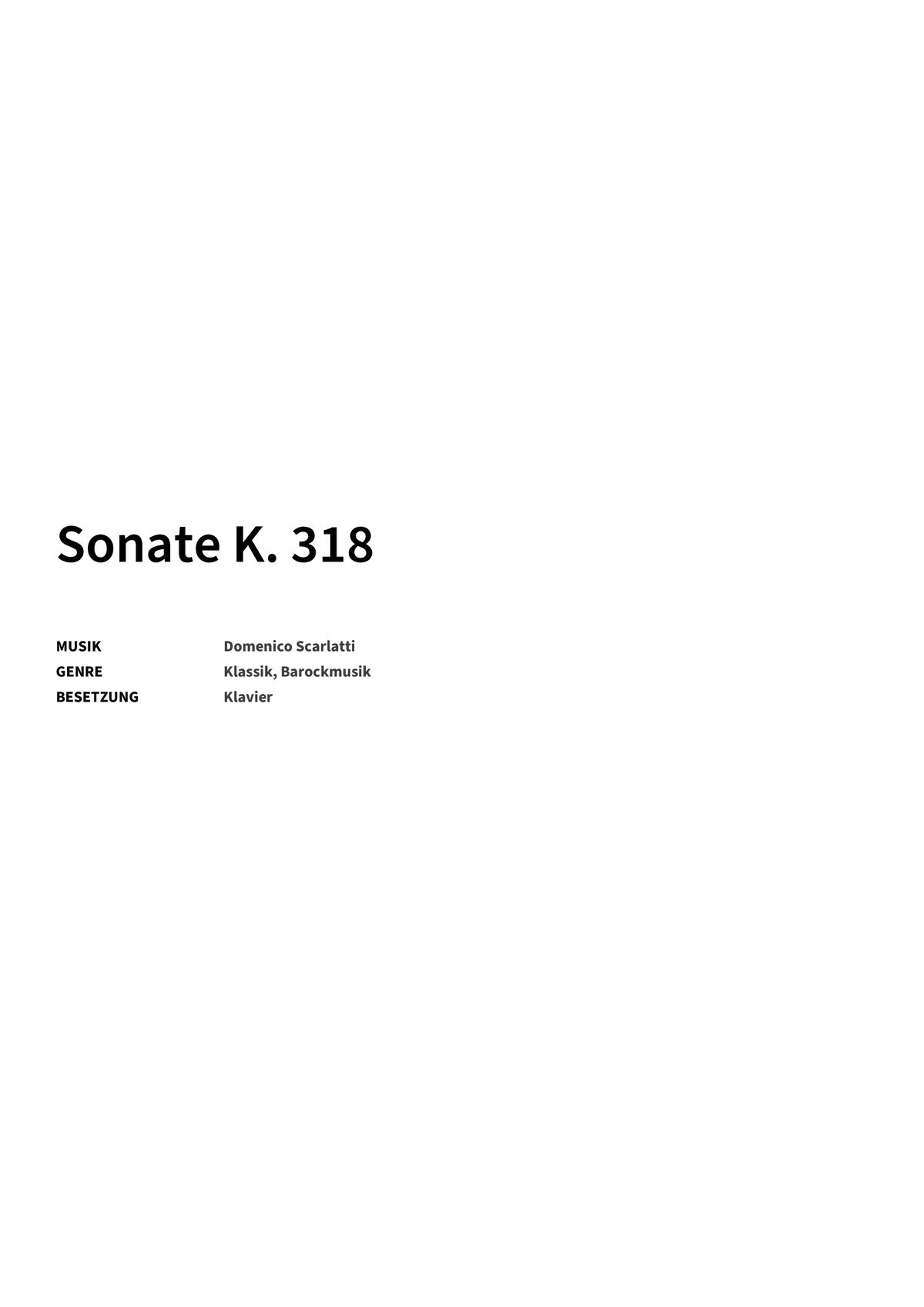 Sonate K. 318 - Title Page