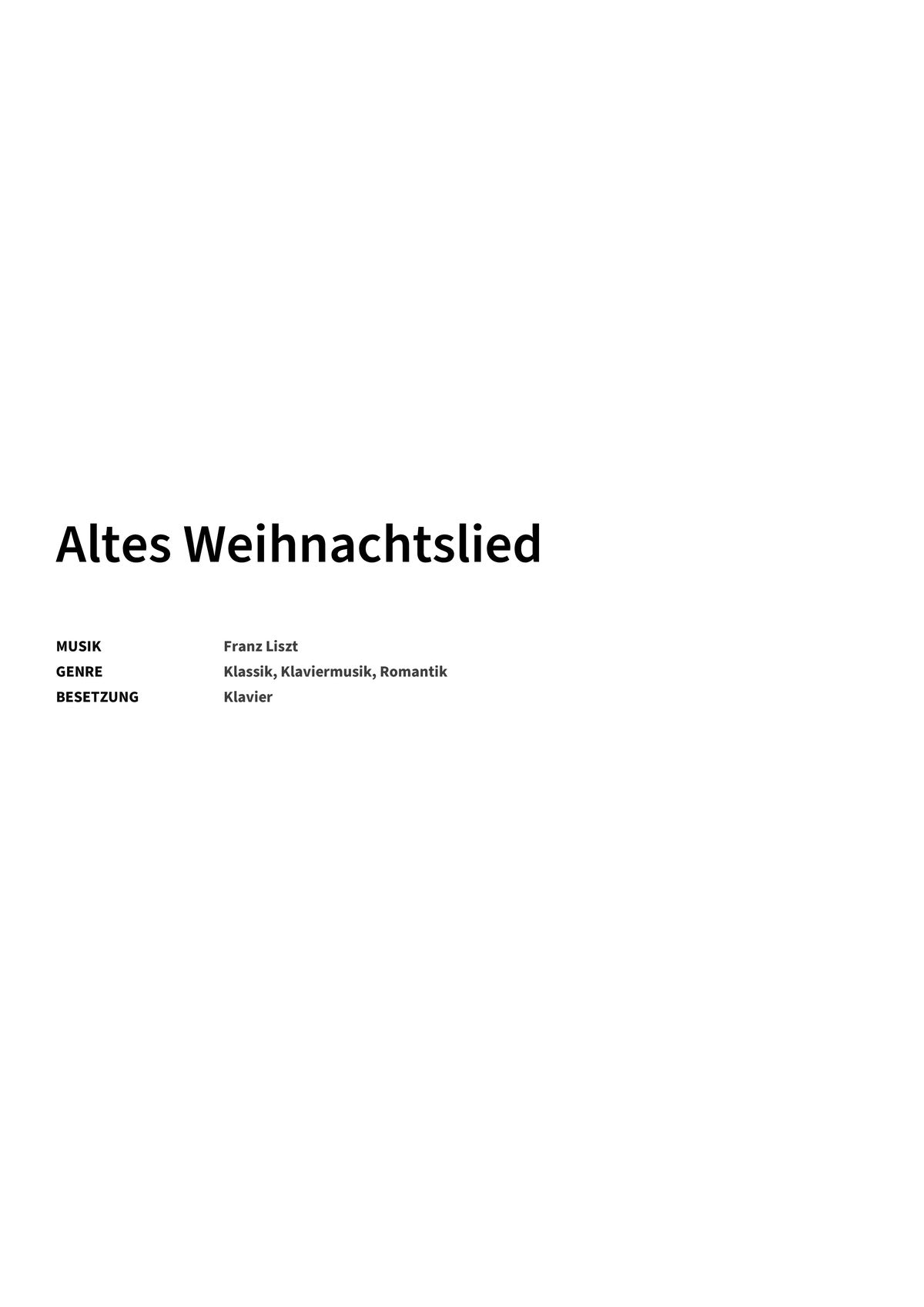 Altes Weihnachtslied - Title Page