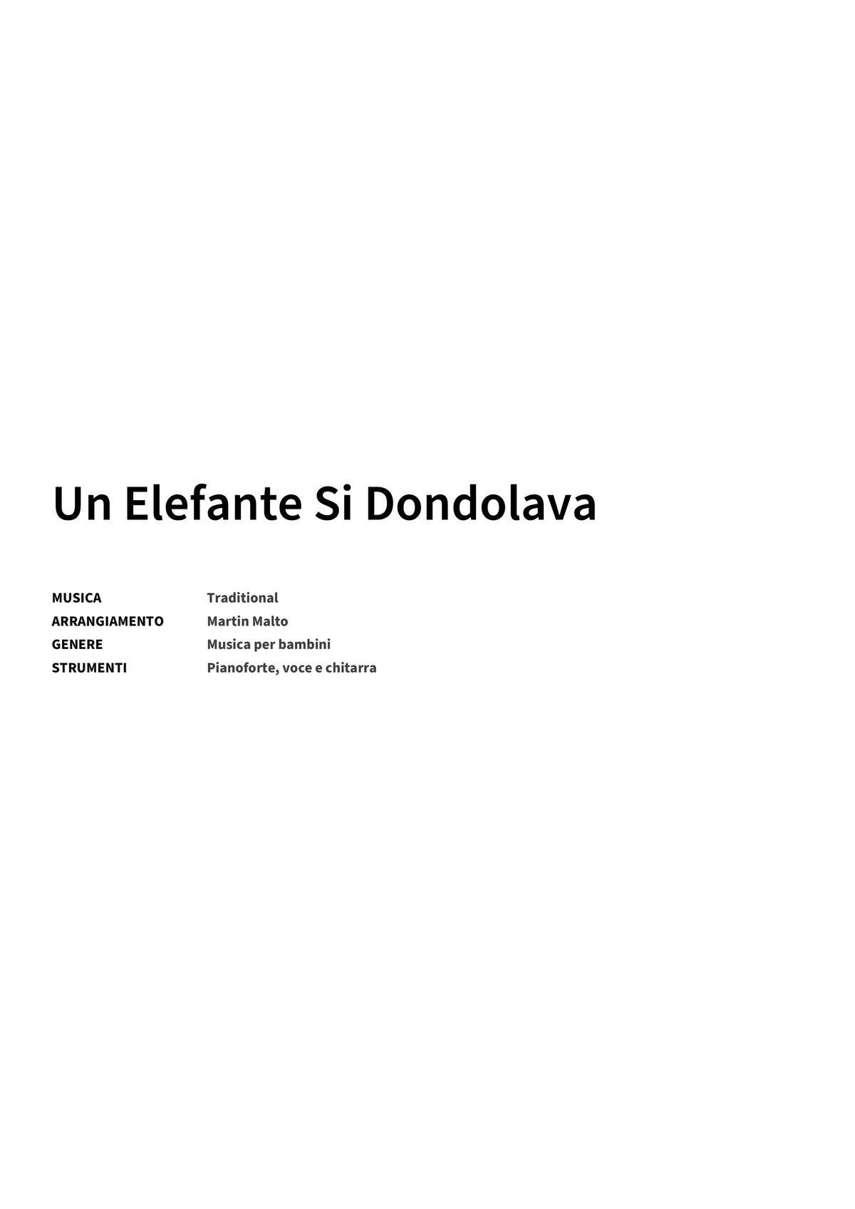 Un Elefante Si Dondolava - Title Page