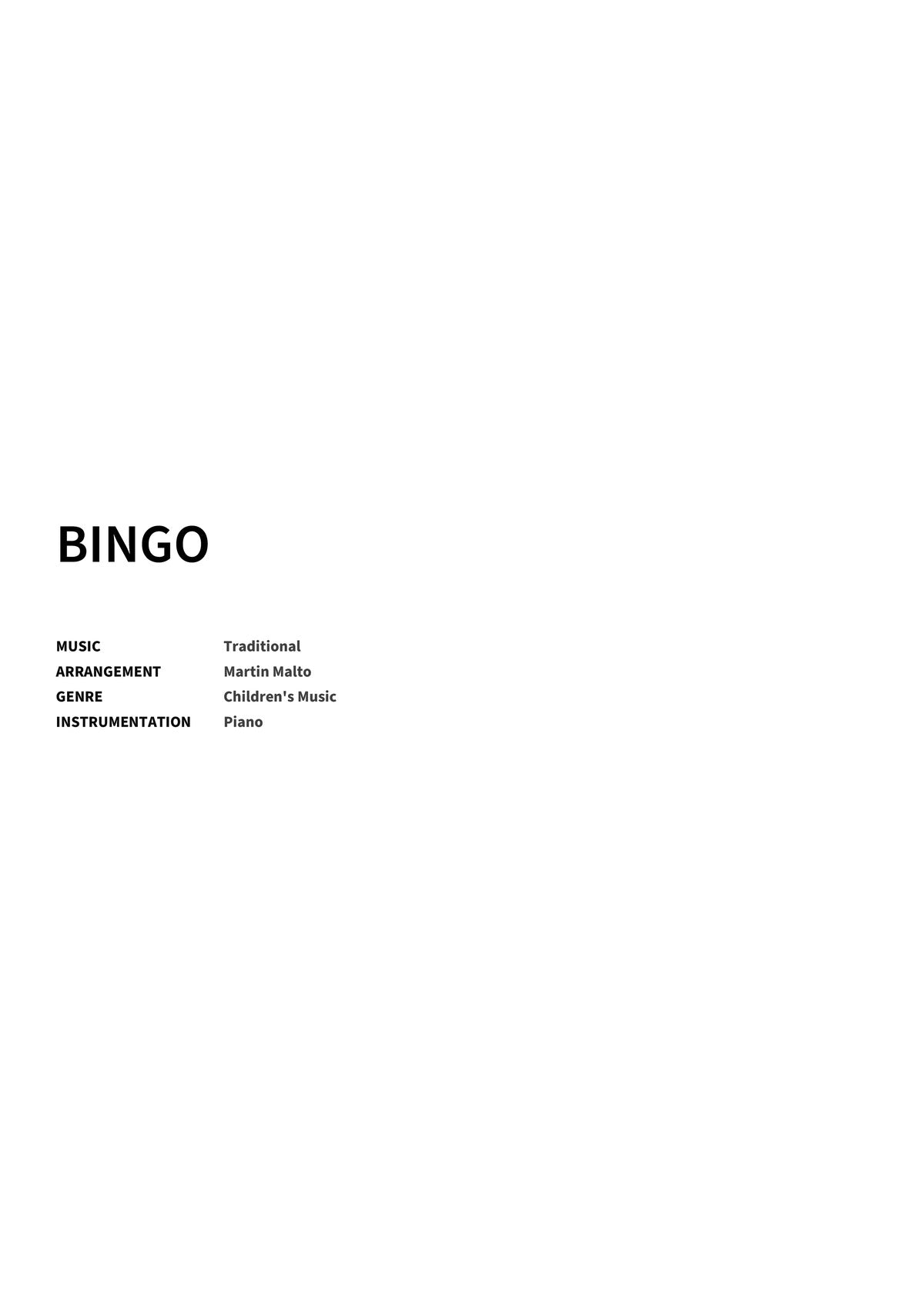 BINGO - Title Page