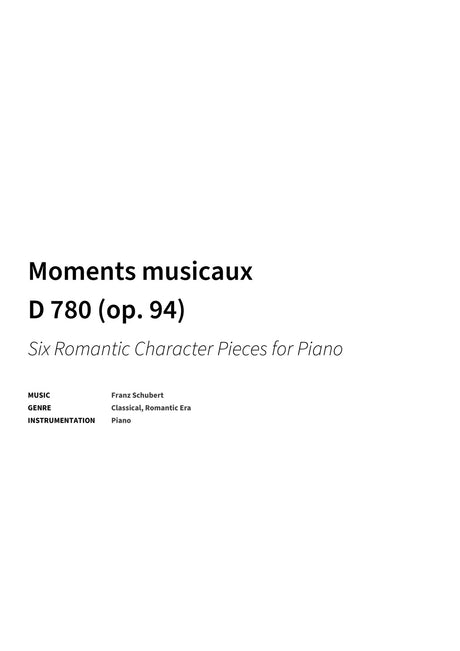 Moments musicaux D 780 (op. 94) - Title Page