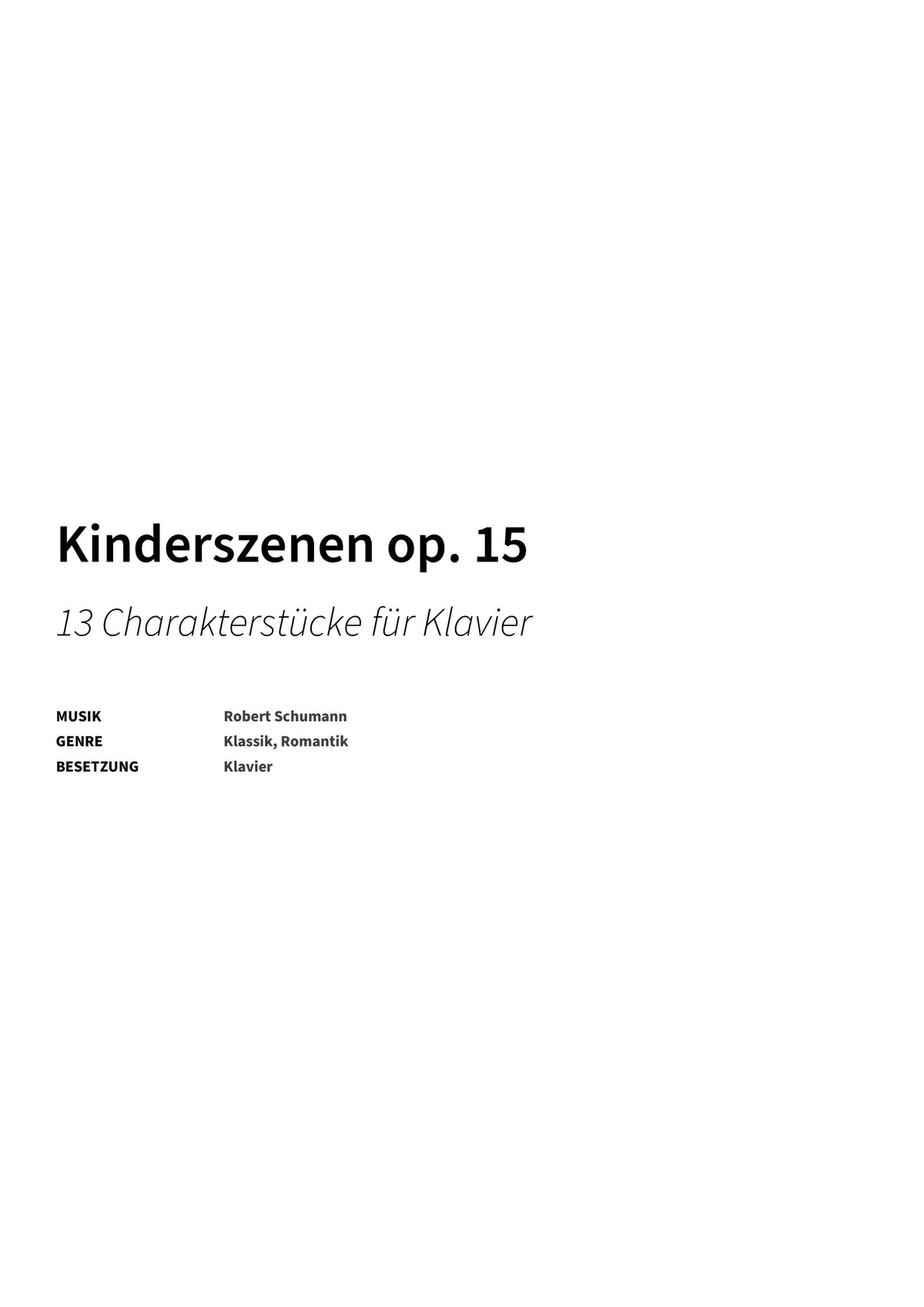 Kinderszenen op. 15 - Title Page