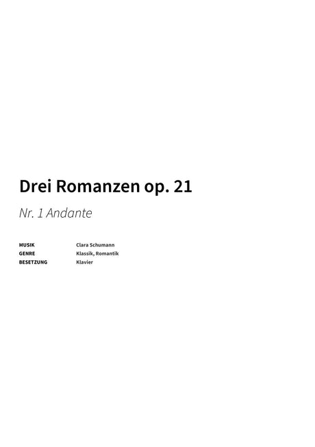Drei Romanzen op. 21 - Title Page