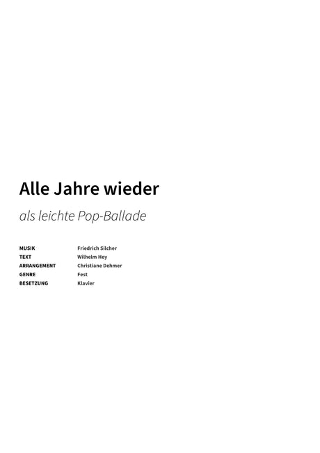Alle Jahre wieder - Title Page
