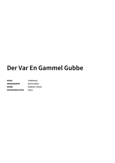 Der Var En Gammel Gubbe - Title Page