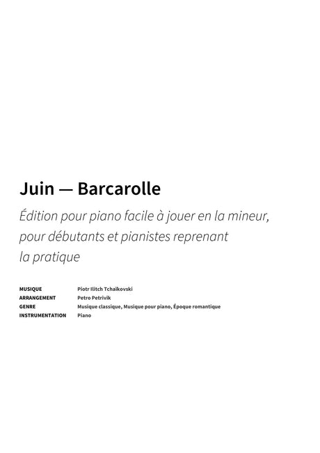 Juin — Barcarolle - Title Page