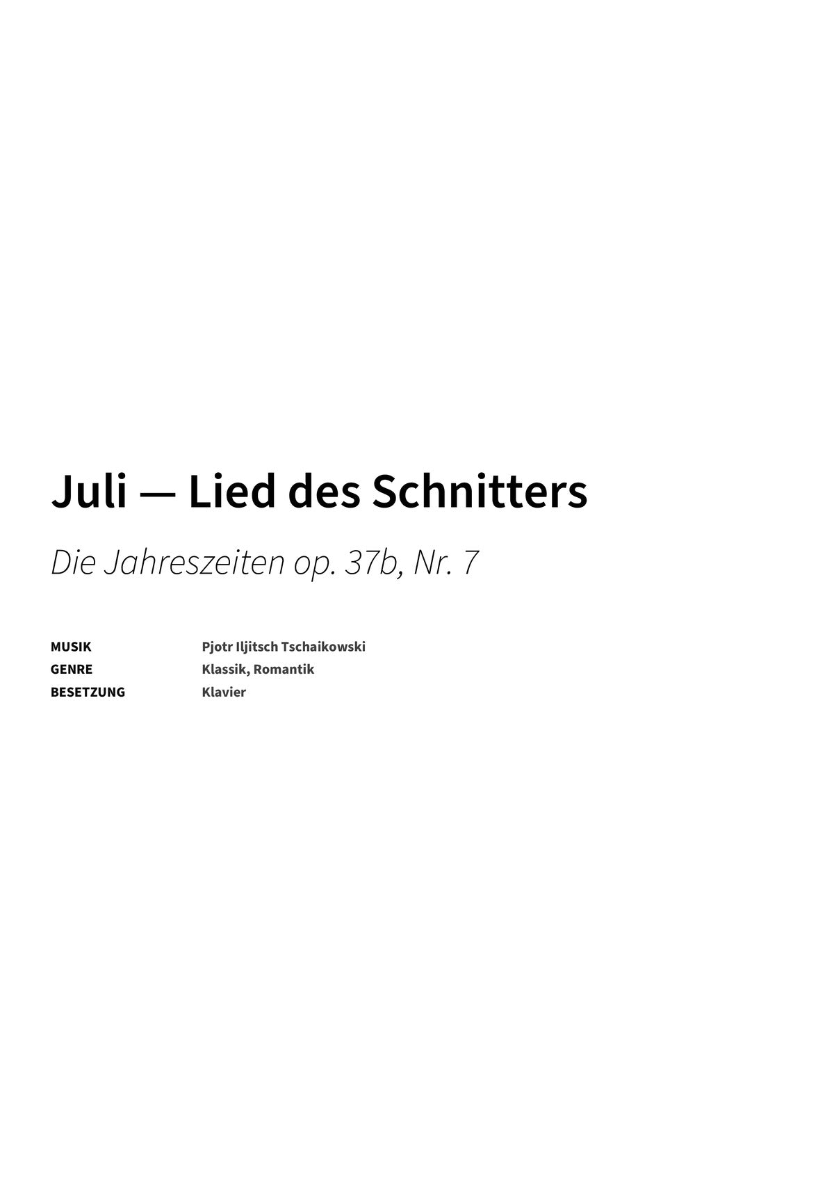 Juli — Lied des Schnitters - Title Page