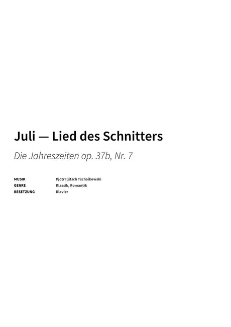 Juli — Lied des Schnitters - Title Page