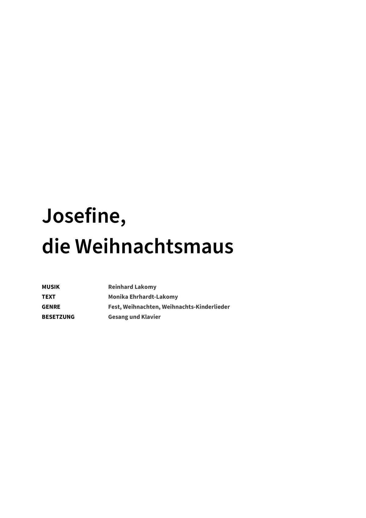 Josefine, die Weihnachtsmaus - Title Page