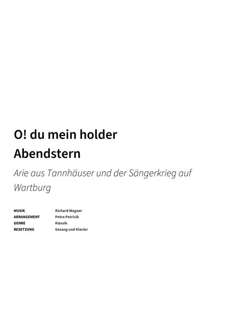 O! du mein holder Abendstern - Title Page