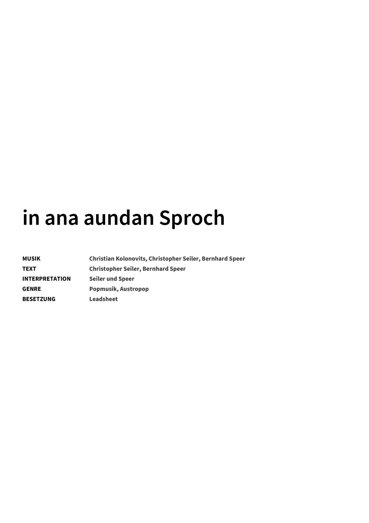 in ana aundan Sproch - Title Page
