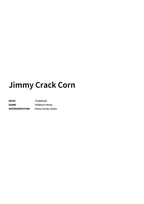 Jimmy Crack Corn - Title Page
