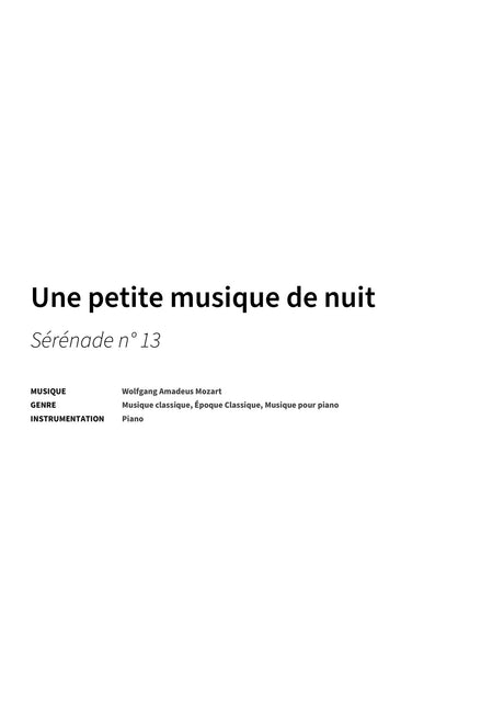 Une petite musique de nuit - Title Page