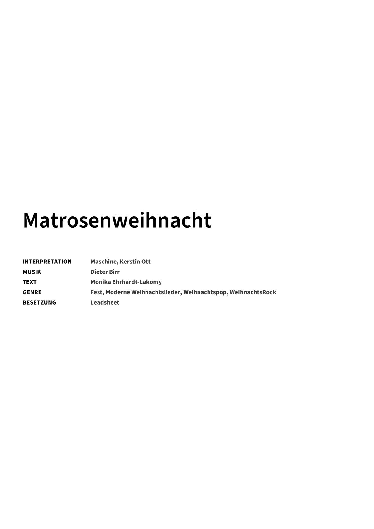 Matrosenweihnacht - Title Page