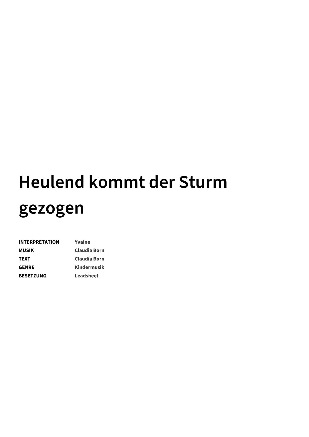Heulend kommt der Sturm gezogen - Title Page